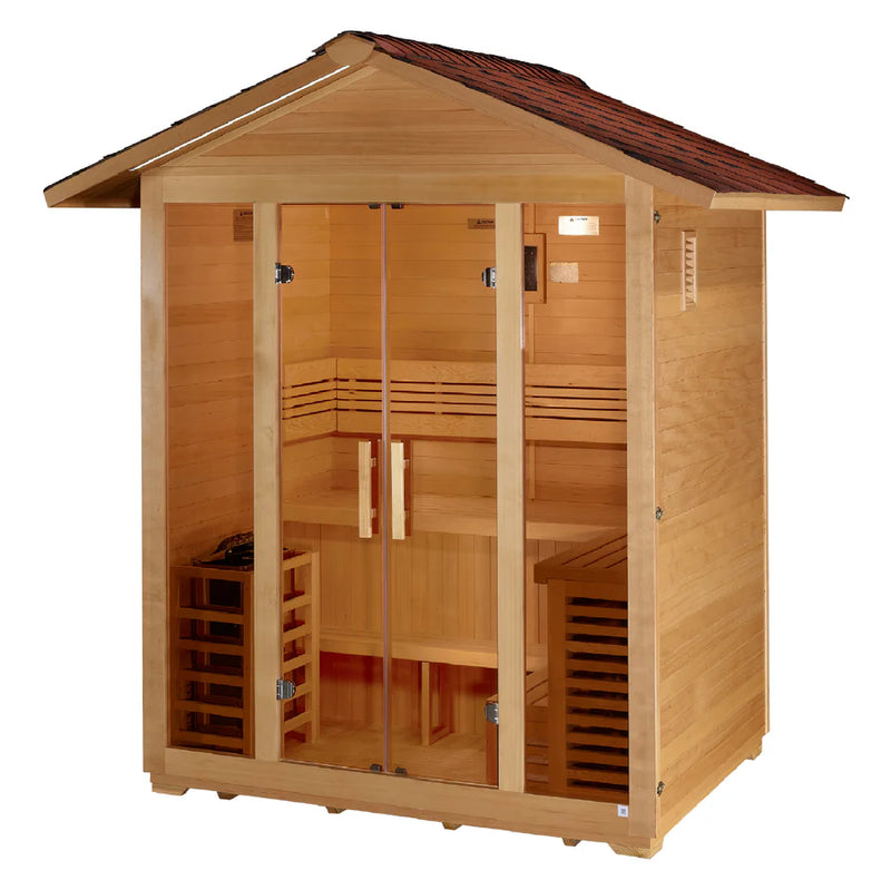 Golden Designs Vorarlberg Traditional Outdoor Steam Sauna – Canadian Hemlock | GDI-8105-01 / Vorarlberg | 5 Person