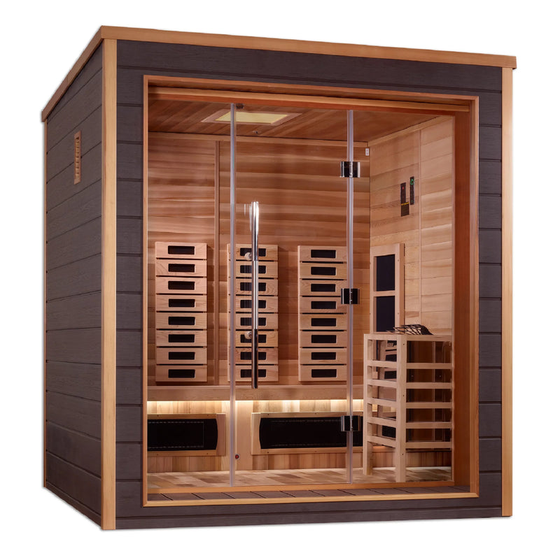 Golden Designs Visby Outdoor-Indoor PureTech™ Hybrid Full Spectrum Sauna – Canadian Red Cedar Interior | GDI-8223-01 Visby | 3 Persons