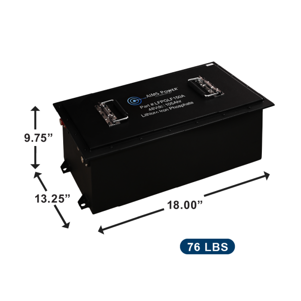 Aims Power Golf Cart 105AH Lithium Battery 105AH 48V 5.3 kWh with Charger and Wiring kit