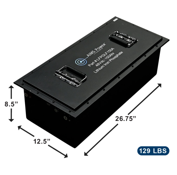 Aims Power Golf Cart 150AH Lithium Battery 48V 7.6 kWh with Charger and Wiring kit