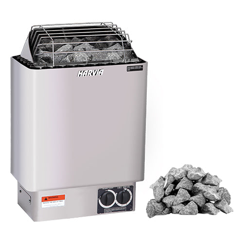 Harvia KIP45B Pkg KIP Series 4.5kW Sauna Heater Package, Built-In Controls, Stainless Steel