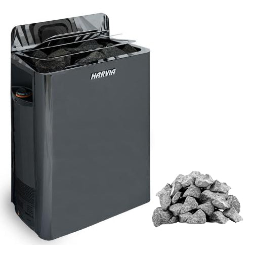 Harvia The Wall SW80 Pkg The Wall Series 8kW Sauna Heater Package, Built-In Controls, Black