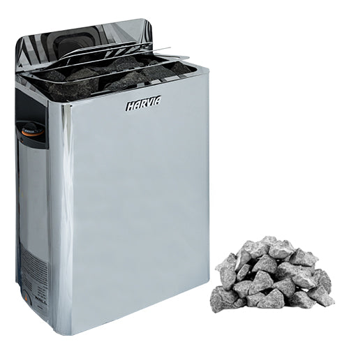 Harvia The Wall SWS80 Pkg The Wall Series 8kW Sauna Heater Package, Built-In Controls, Stainless Steel