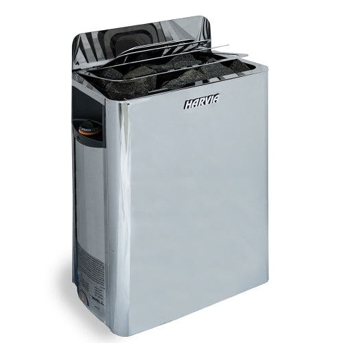 Harvia The Wall SWS80 Pkg The Wall Series 8kW Sauna Heater Package, Built-In Controls, Stainless Steel