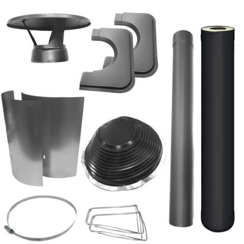 Harvia Chimney & Assembly Kit, Barrel, Flat Roof Black