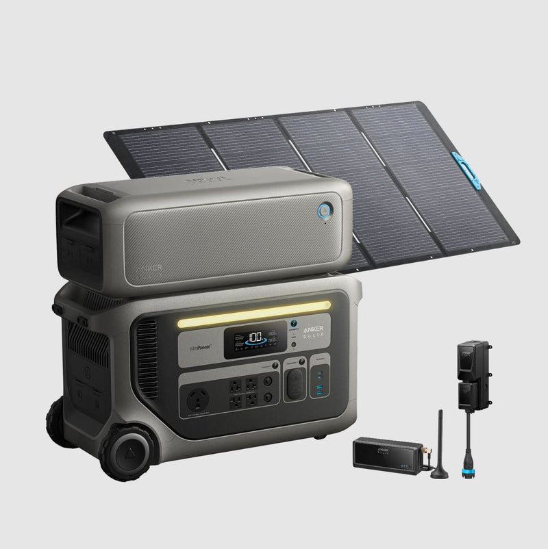 Anker SOLIX F3000 Portable Power Station (3600W | 3072Wh) with Expansion Battery (3072Wh) + Power Saver Kit + 400W Solar Panel