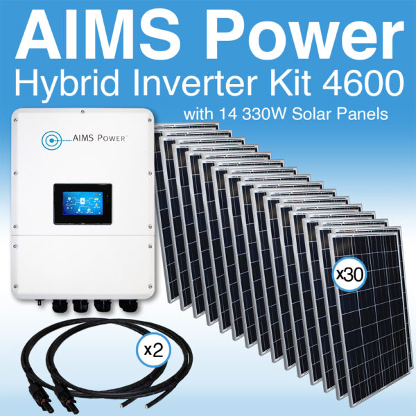 Aims Power Solar Kit Hybrid Pure Sine Inverter Charger & Solar Panels 4.6 kW Inverter Output | 4620 Watts Solar Panels