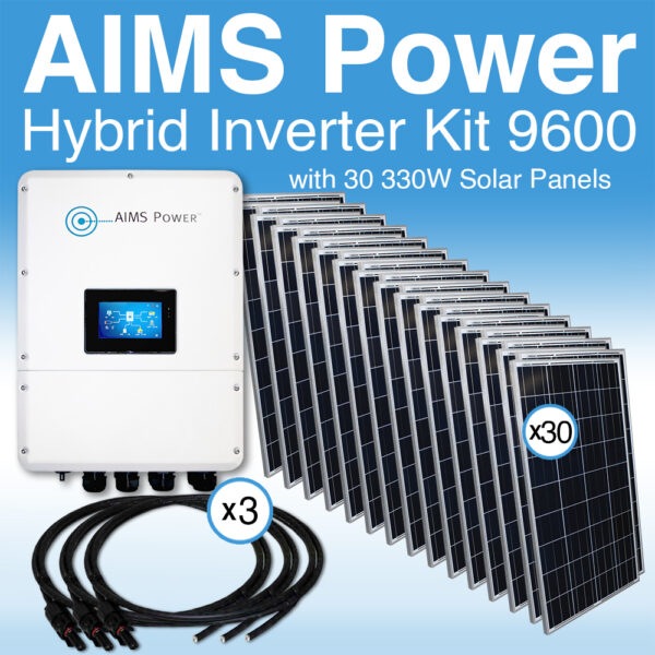 Aims Power Solar Kit Hybrid Inverter Charger & Solar Panels 9.6 kW Inverter Output | 9900 Watt Solar Panels