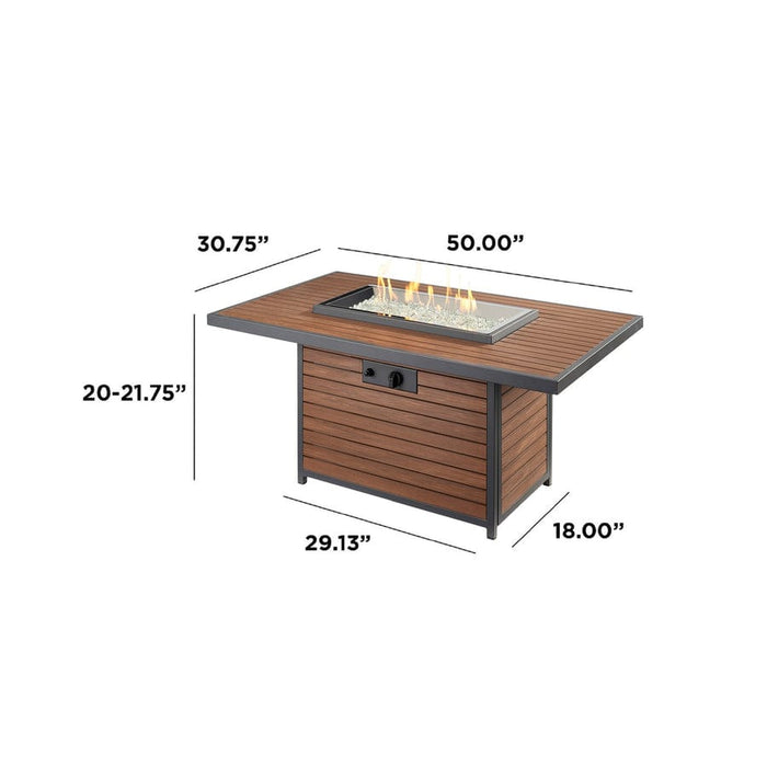Outdoor Greatroom Kenwood Rectangular Chat Height Gas 50" Fire Pit Table