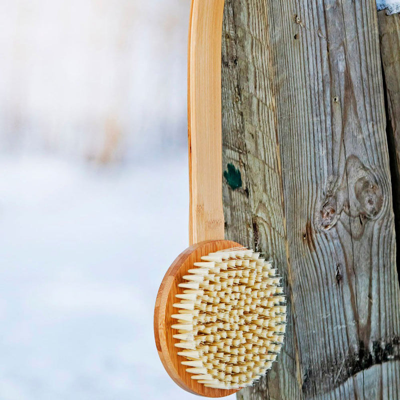 KOLO Sauna Bath Brush Bambu 2 with Handle, Natural Bamboo