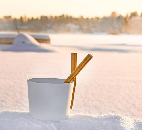 KOLO Set 3 Sauna Bucket with straight handle and Ladle, Bamboo/Aluminum, 1Gal