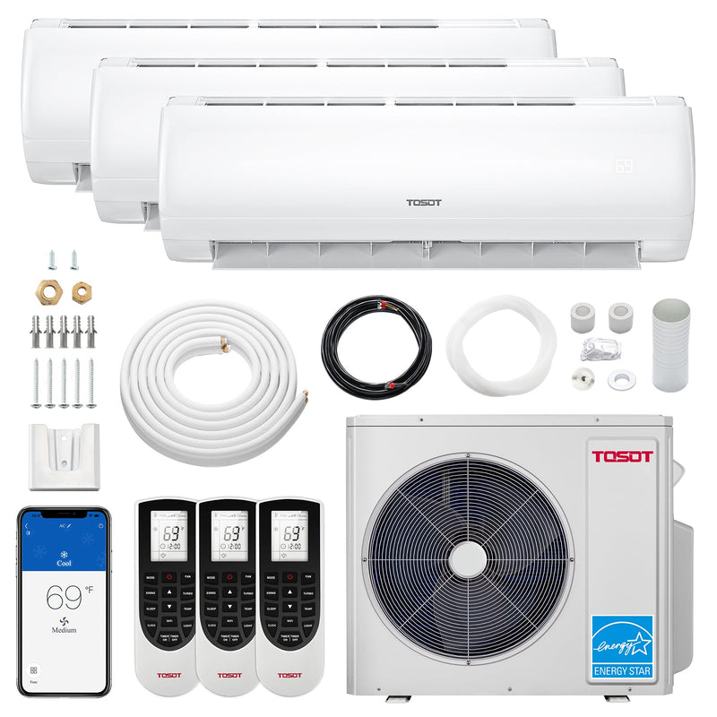 TOSOT Direct 36,000 BTU Tri-Zone Mini Split Air Conditioner - Heat Pump