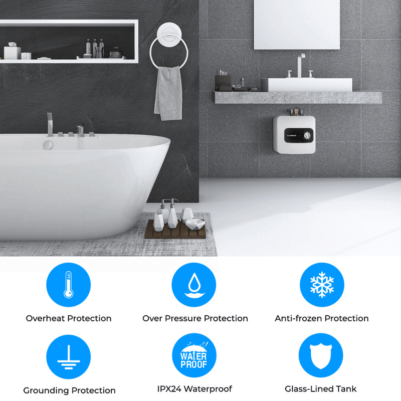 Camplux Mini Tank Portable Electric Water Heater | 120V 2.5 Gallon