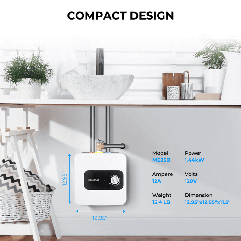 Camplux Mini Tank Portable Electric Water Heater | 120V 2.5 Gallon