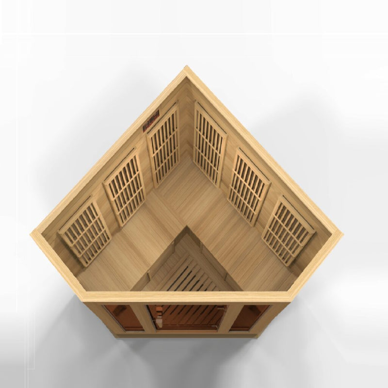 Maxxus Sauna Corner Near Zero EMF FAR Infrared Sauna – Canadian Hemlock | MX-K356-01-ZF | 3 Persons