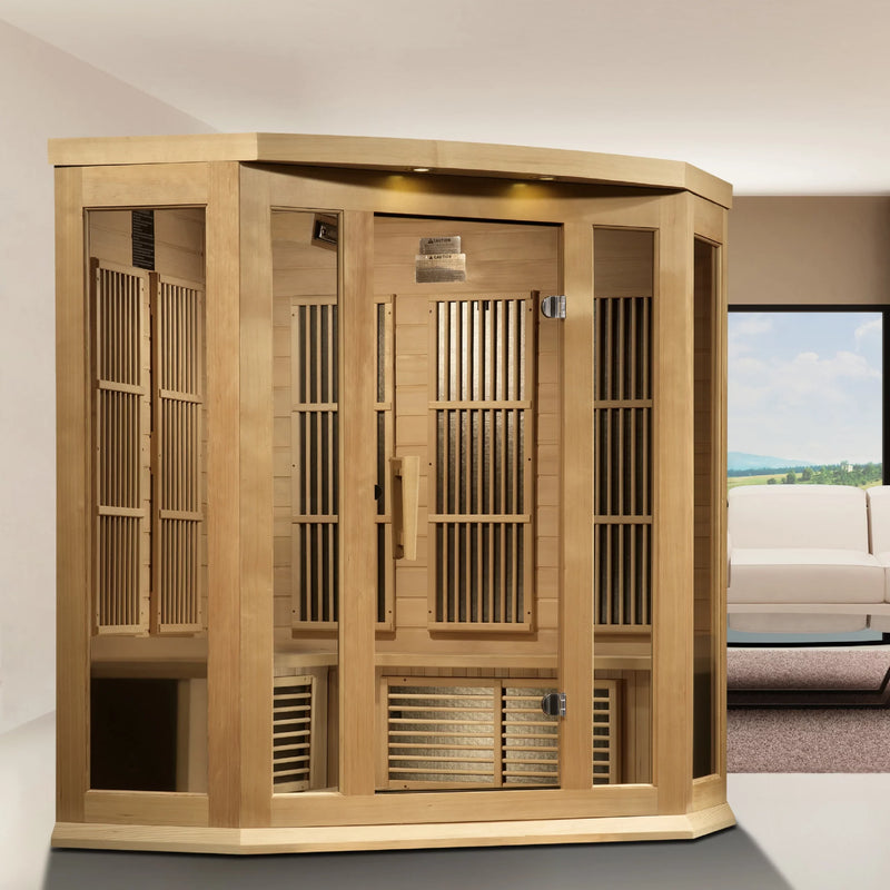Maxxus Sauna Corner Near Zero EMF FAR Infrared Sauna – Canadian Hemlock | MX-K356-01-ZF | 3 Persons