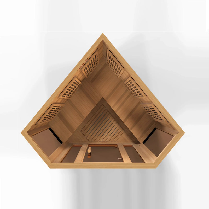 Maxxus Sauna Avignon Corner Near Zero EMF FAR Infrared Sauna – Canadian Red Cedar | MX-K356-01-ZF CED | 3 Persons