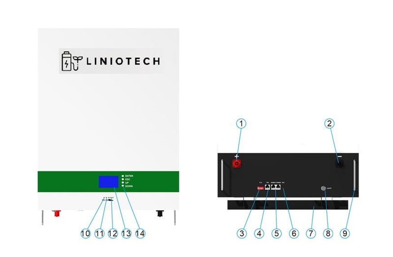 LINIOTECH 10 KWH Lifepo4 Power Reserve Power Wall Battery Storage