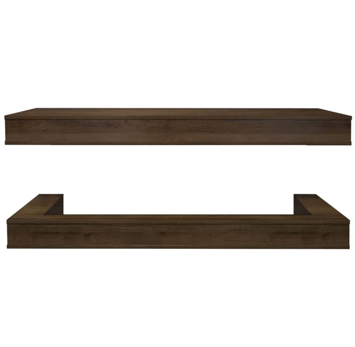 Modern Flames Weathered Walnut OR60-MULTI Wall Mounted Floating Mantel Set (73"W x 30.5"H)