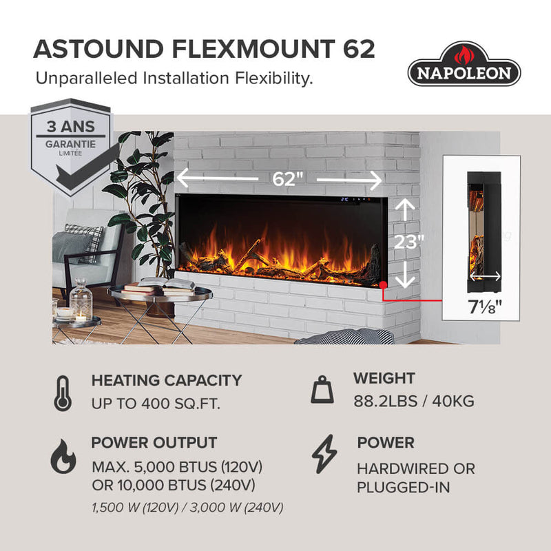 Napoleon Astound™ 62 FlexMount Electric Fireplace