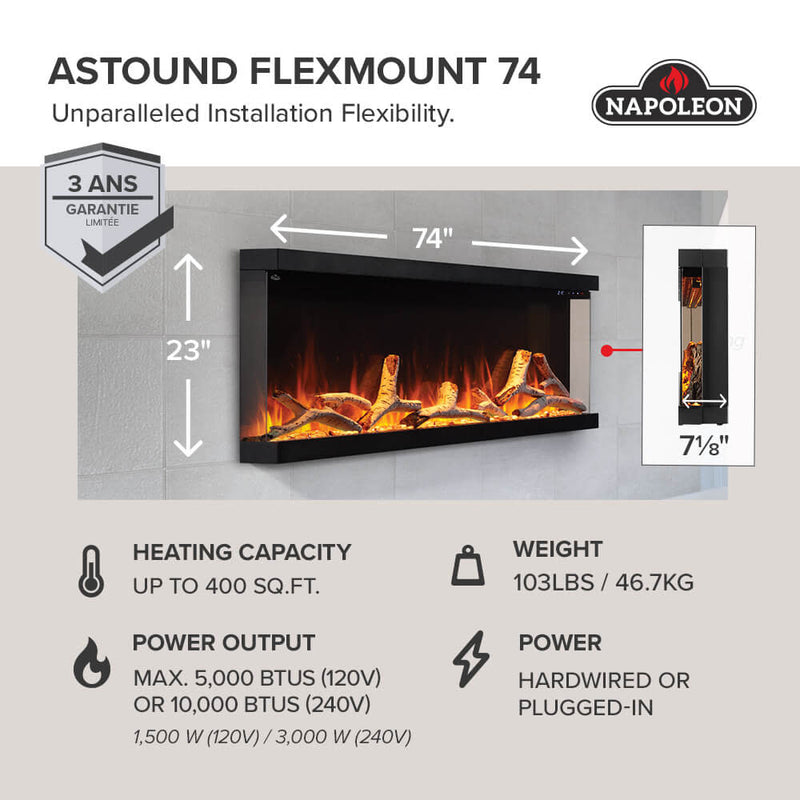 Napoleon Astound™ 74 FlexMount Electric Fireplace