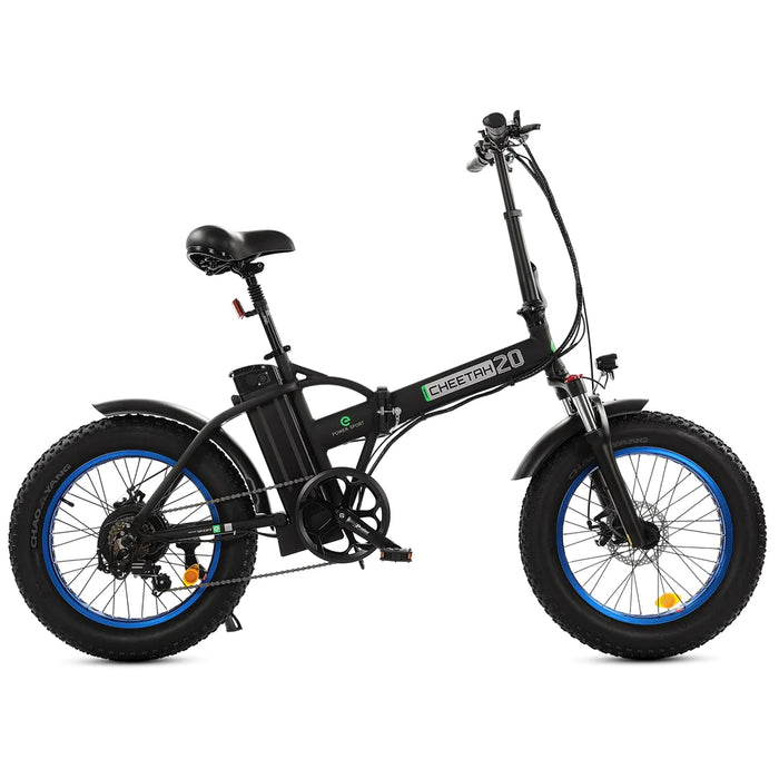 Ecotric 20" Fat Tire Portable and Folding Electric Bike - Black and Blue