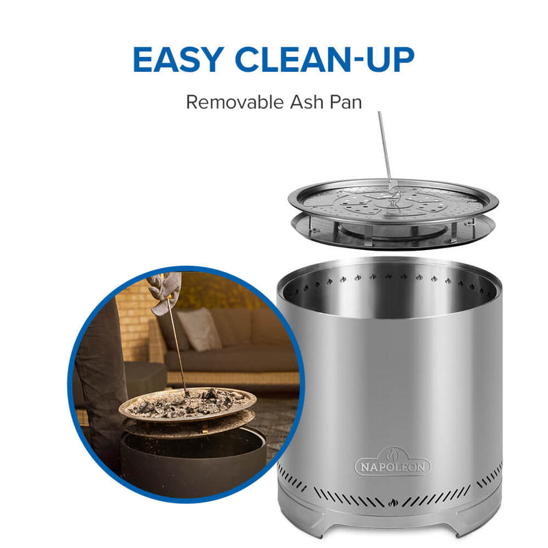 Napoleon Timberwolf Smokeless Wood Fire Pit 18-inch, Stainless Steel