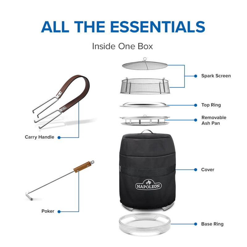 Napoleon Timberwolf Smokeless Wood Fire Pit 18-inch, Stainless Steel