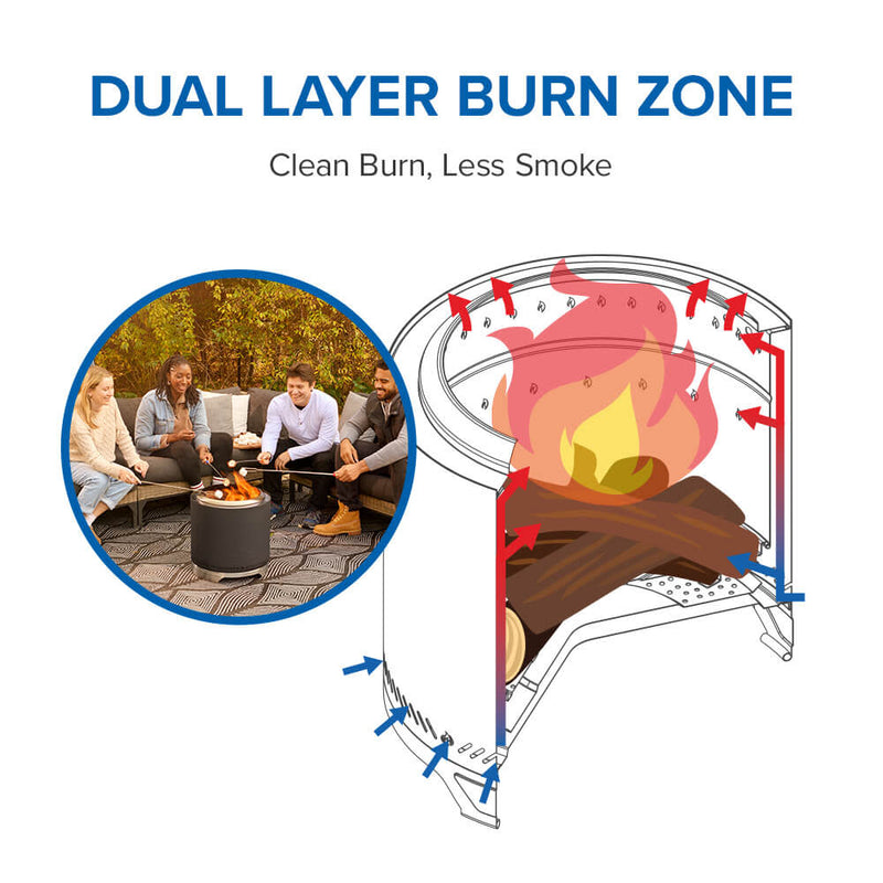 Napoleon Timberwolf Smokeless Wood Fire Pit 18-inch, Matte Black