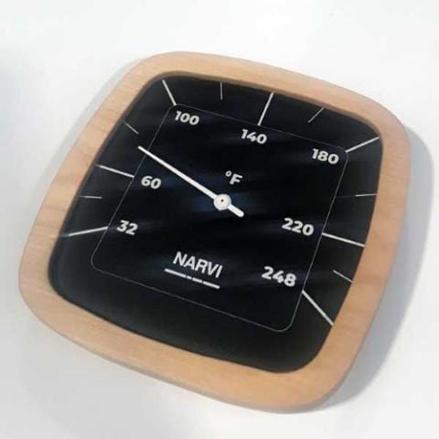 Narvi Black Fahrenheit, Thermometer w/Bamboo Frame