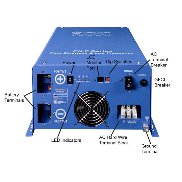 Aims Power 3000 Watt 12V Pure Sine Power Inverter ETL Listed to UL458/CSA- Industrial Grade