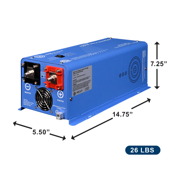 Aims Power 1000 Watt 12V Pure Sine Power Inverter ETL Listed to UL458/CSA- Industrial Grade