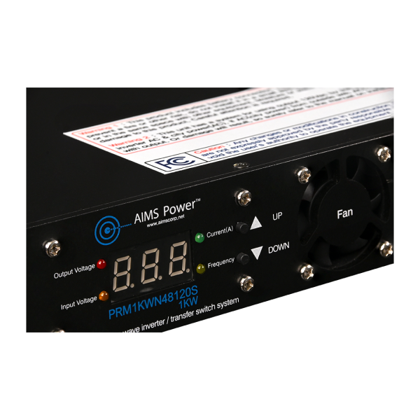 Aims Power 1000 Watt Pure Sine Power Inverter NEGATIVE 48V Rack Mount Power Inverter To 120 Volt AC – 1U (-48V)