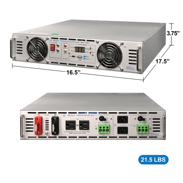 Aims Power 3000 Watt Pure Sine Power Inverter NEGATIVE 48 Volt Rack Mount Inverter To 120 Volt AC – 2U (-48V)