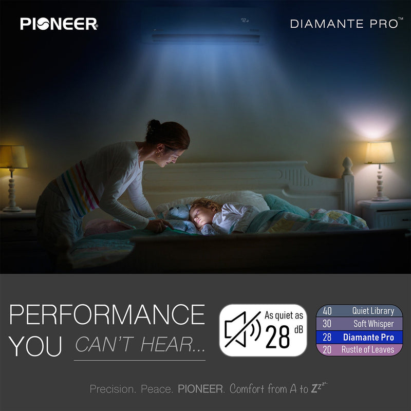 Pioneer® Diamante Pro™ 9,000 BTU 20 SEER2 230V High-Wall Ductless Mini-Split Air Conditioner Inverter Heat Pump with 16 Ft. Kit