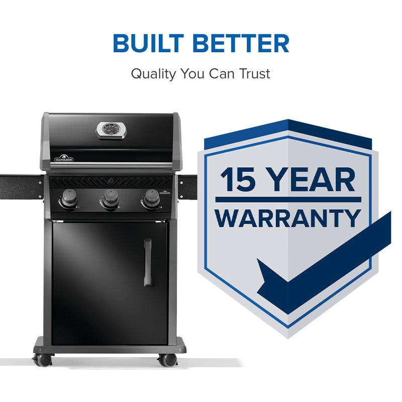 Napoleon Rogue 425 Black Natural Gas Grill Cart with Stainless Steel Grid