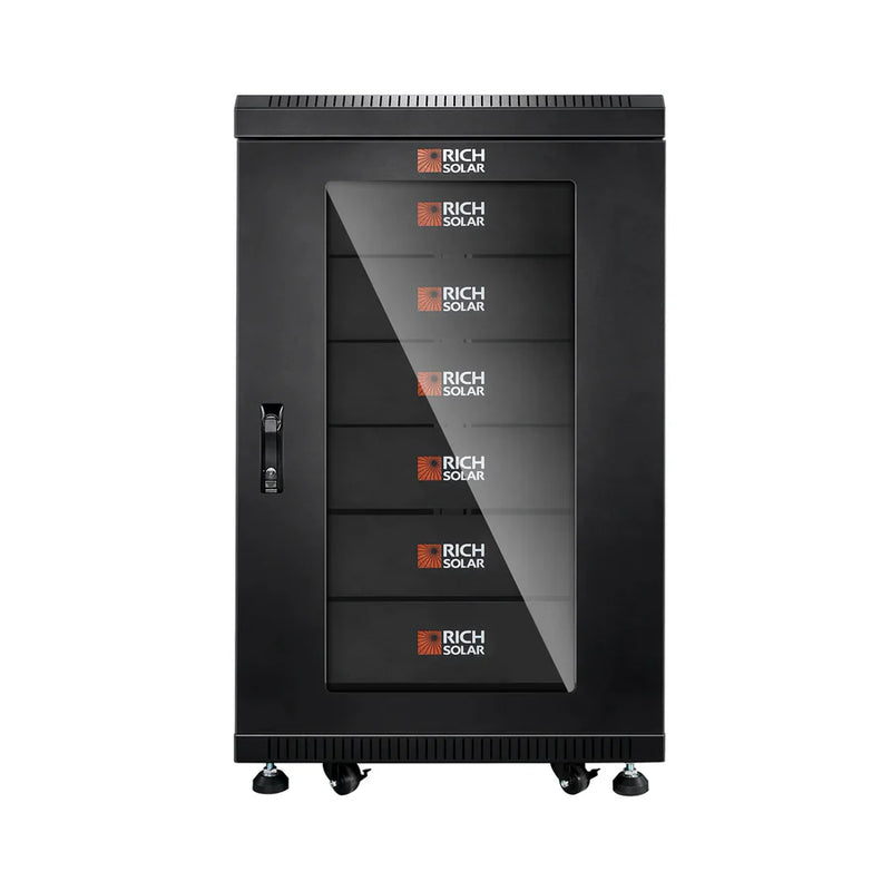 Rich Solar Battery Server Rack for ALPHA 5 PRO | 6-Slot Enclosed Battery Cabinet | Includes Wheels & 600A Bus Bar Covers | Pre-assembled