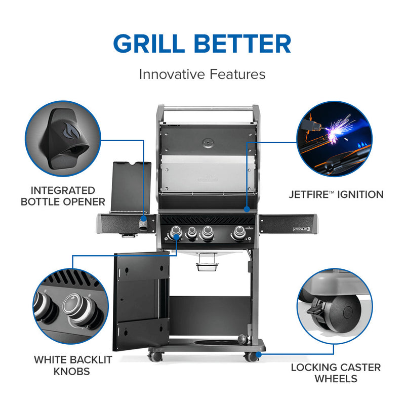 Napoleon Rogue® PRO 425 SIB Black Gas Grill with Infrared Side Burner