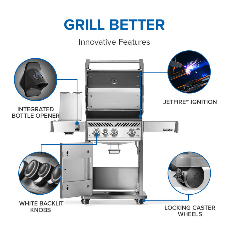 Napoleon Rogue® PRO 425 SIB Stainless Steel Gas Grill with Infrared Side Burner