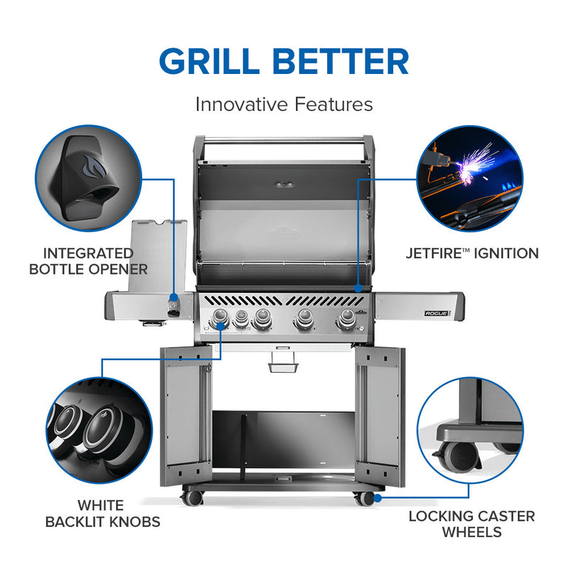 Napoleon Rogue® PRO 525 SIB Stainless Steel Gas Grill with Infrared Side Burner