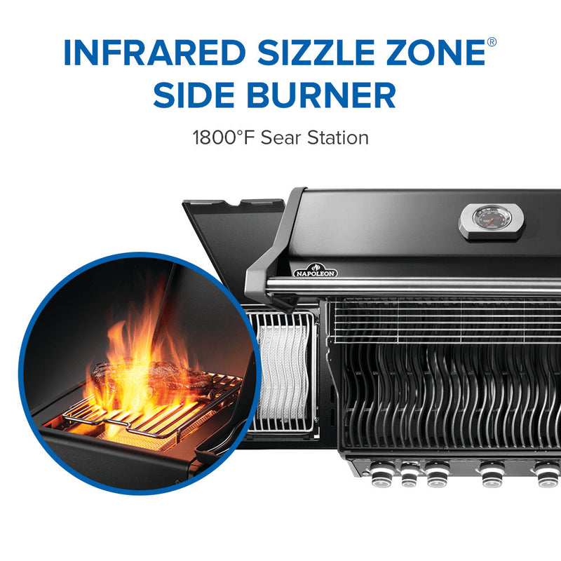 Napoleon Rogue® PRO 625 SIB Black Gas Grill with Infrared Side Burner