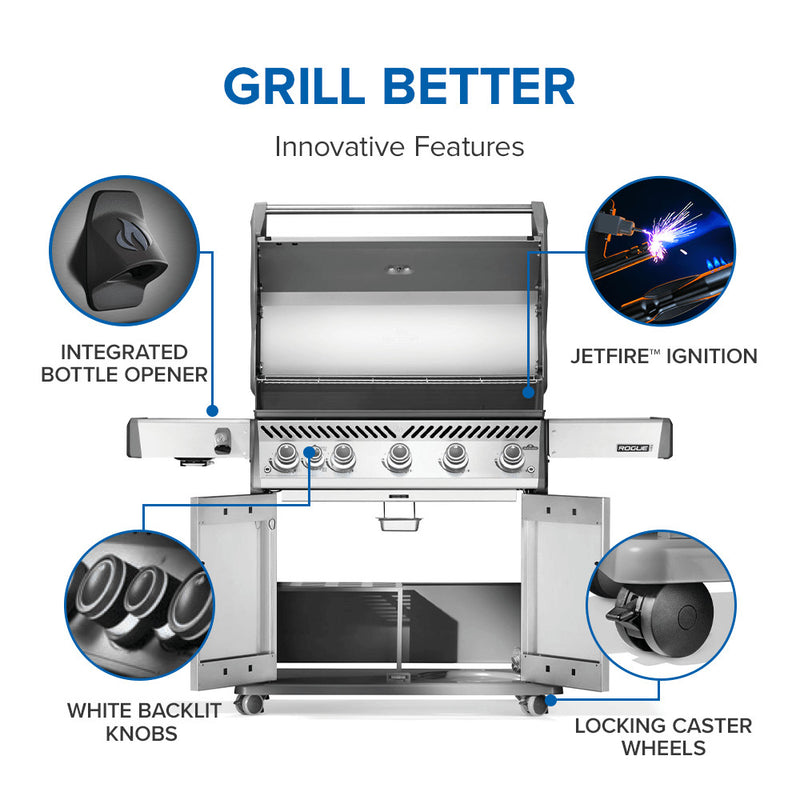 Napoleon Rogue® PRO 625 SIB Stainless Steel Gas Grill with Infrared Side Burner