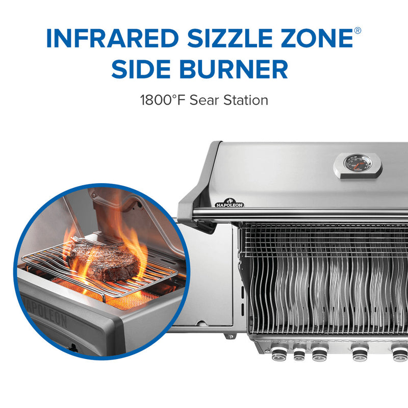 Napoleon Rogue® PRO 625 SIB Stainless Steel Gas Grill with Infrared Side Burner