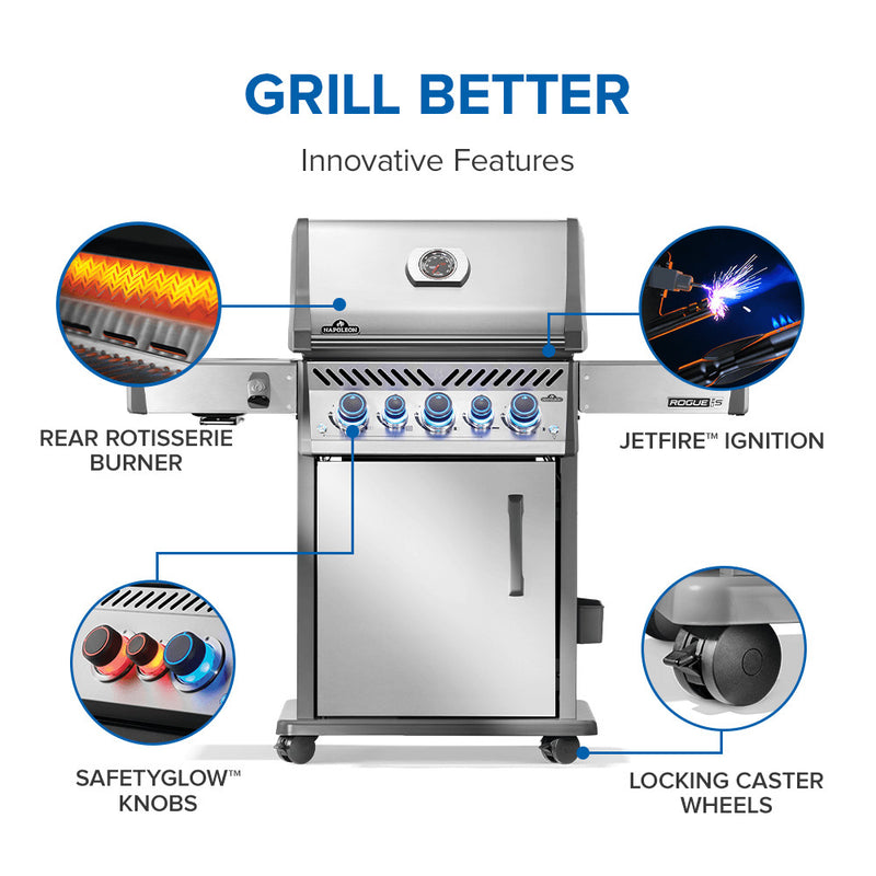 Napoleon Rogue® PRO-S 425 RSIB Stainless Steel Gas Grill with Infrared Side and Rear Burner