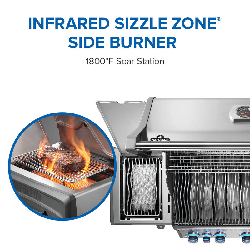 Napoleon Rogue® PRO-S 625 RSIB Stainless Steel Gas Grill with Infrared Side and Rear Burner
