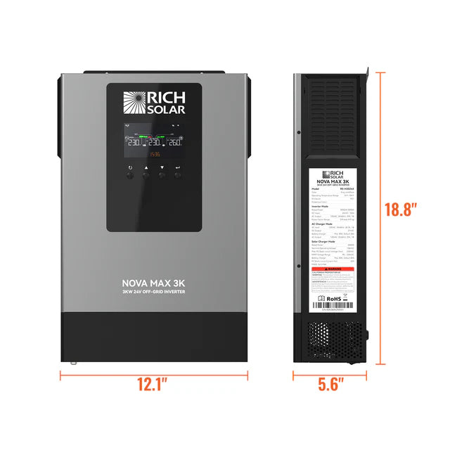 Rich Solar Nova Max 3K | 3000W 24V Off-Grid Hybrid Inverter | Pure Sine Wave Power