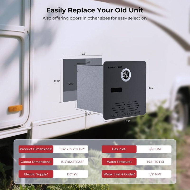 Camplux 2.64GPM Tankless RV Hot Water Heater PRO With Remote Control