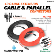 Rich Solar 10 Gauge Extension Cable and Parallel Connectors