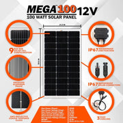 Rich Solar Mega 100W Monocrystalline Solar Panel Components