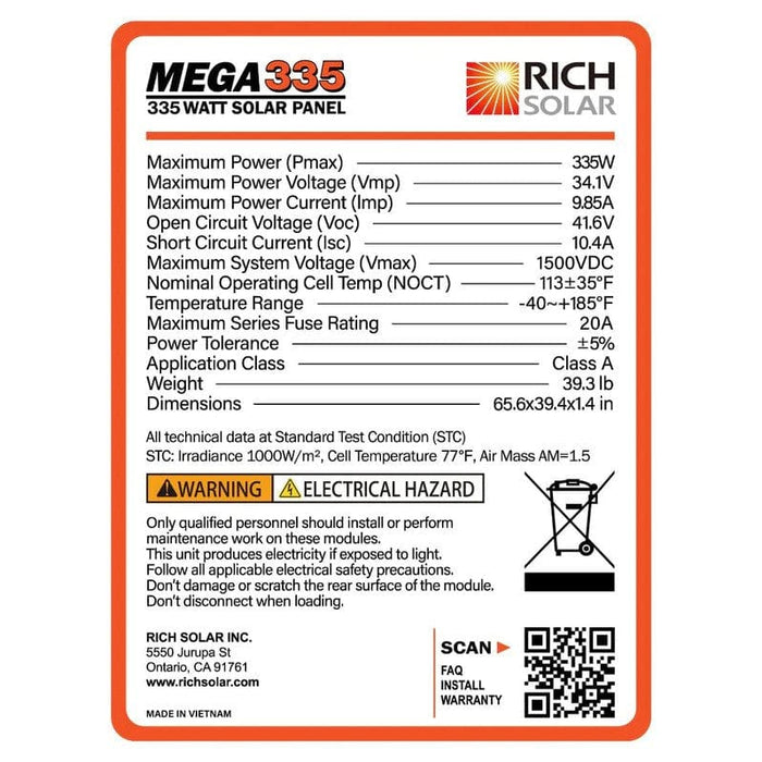 Rich Solar Monocrystalline Solar Panel